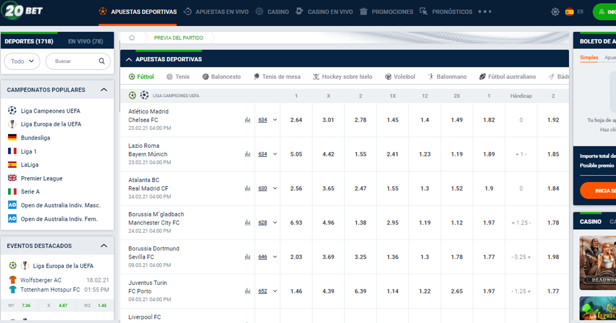 juegos de 20bet casino online